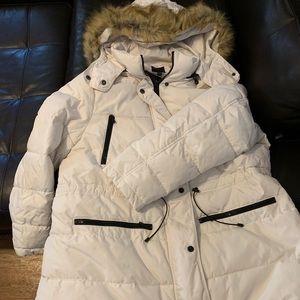 Lane Bryant long length, white puffer coat.
